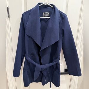 Ambiance Deep Blue Wrap Trench Coat